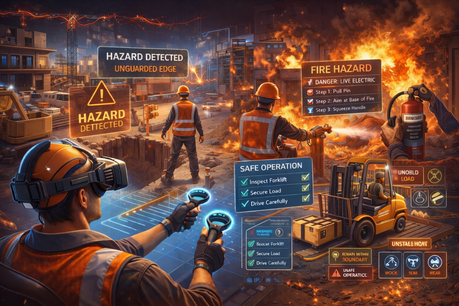 VR safety simulation of hazardous industrial environment for emergency response training